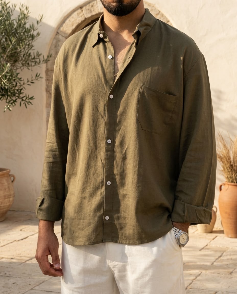 Olive Linen Shirt